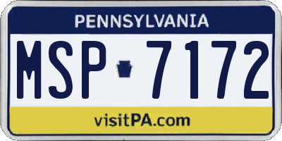 PA license plate MSP7172