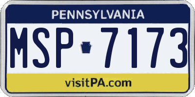 PA license plate MSP7173