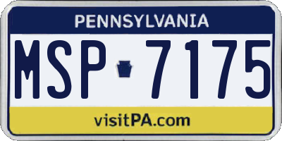 PA license plate MSP7175