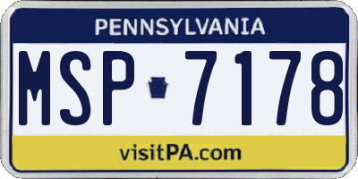 PA license plate MSP7178