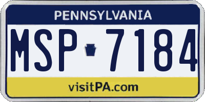 PA license plate MSP7184