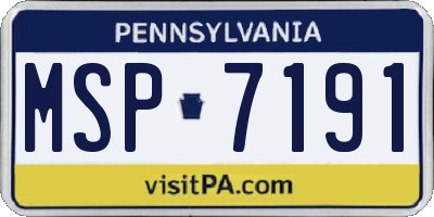 PA license plate MSP7191