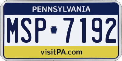 PA license plate MSP7192