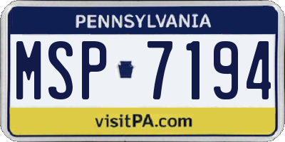 PA license plate MSP7194