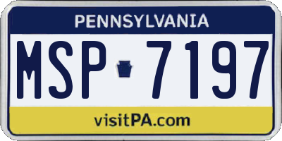 PA license plate MSP7197