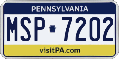 PA license plate MSP7202