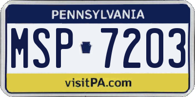 PA license plate MSP7203