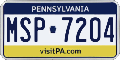 PA license plate MSP7204