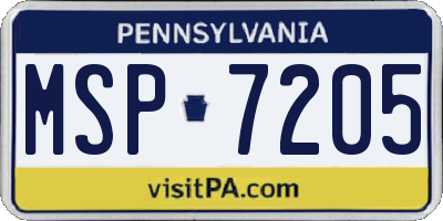 PA license plate MSP7205