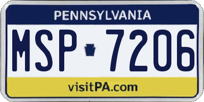 PA license plate MSP7206