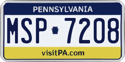 PA license plate MSP7208