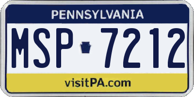 PA license plate MSP7212