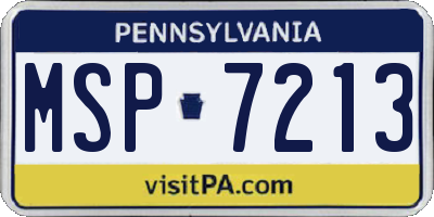 PA license plate MSP7213