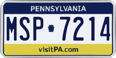PA license plate MSP7214