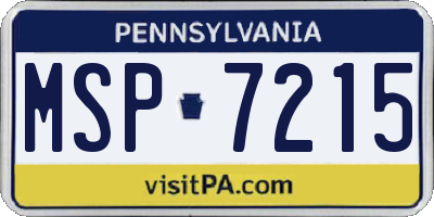 PA license plate MSP7215