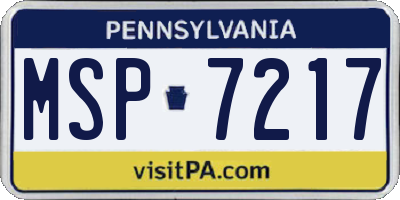 PA license plate MSP7217