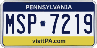 PA license plate MSP7219