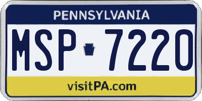 PA license plate MSP7220