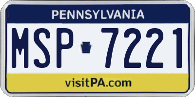 PA license plate MSP7221