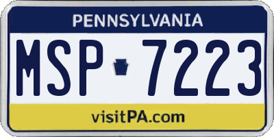 PA license plate MSP7223