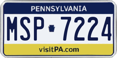 PA license plate MSP7224