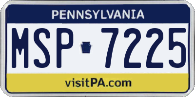 PA license plate MSP7225