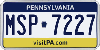 PA license plate MSP7227