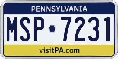 PA license plate MSP7231