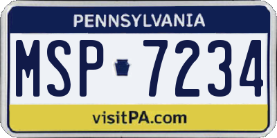 PA license plate MSP7234