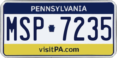 PA license plate MSP7235