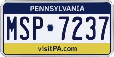 PA license plate MSP7237