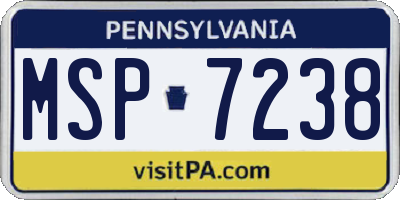 PA license plate MSP7238