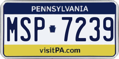 PA license plate MSP7239