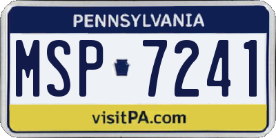 PA license plate MSP7241