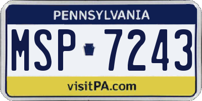 PA license plate MSP7243