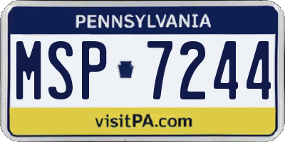 PA license plate MSP7244