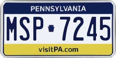 PA license plate MSP7245