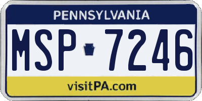 PA license plate MSP7246