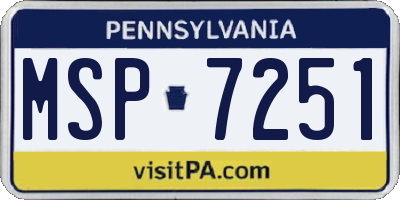 PA license plate MSP7251
