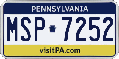 PA license plate MSP7252