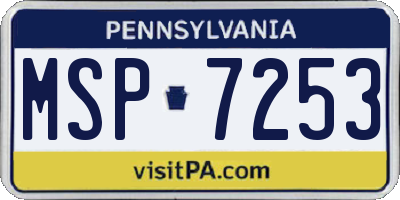 PA license plate MSP7253
