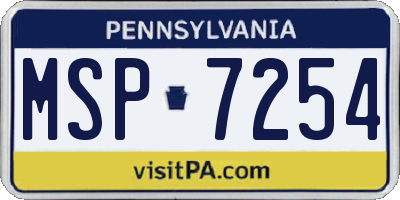 PA license plate MSP7254