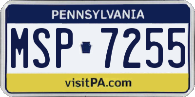 PA license plate MSP7255