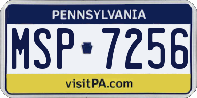 PA license plate MSP7256
