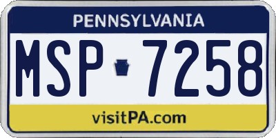 PA license plate MSP7258