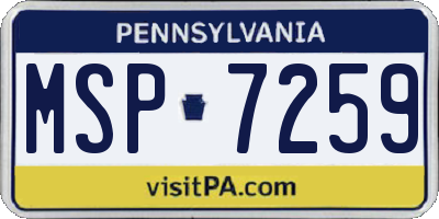 PA license plate MSP7259