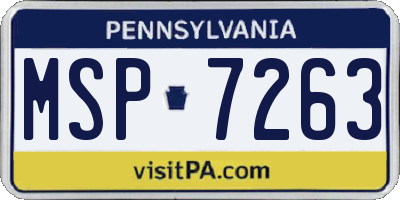 PA license plate MSP7263