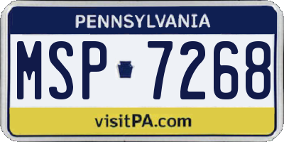 PA license plate MSP7268