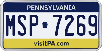 PA license plate MSP7269