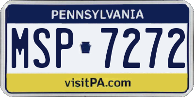 PA license plate MSP7272